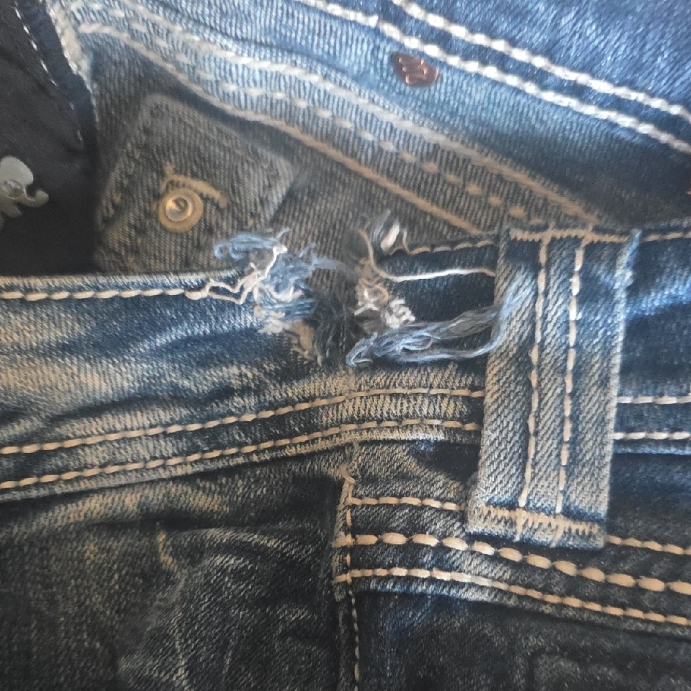 Miss Me Blue Straight Leg Jeans (Waistband Was Cut) 25"x29" Inseam - Picture 9 of 9